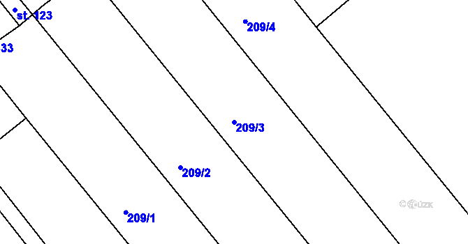 Parcela st. 209/3 v KÚ Jarohněvice, Katastrální mapa