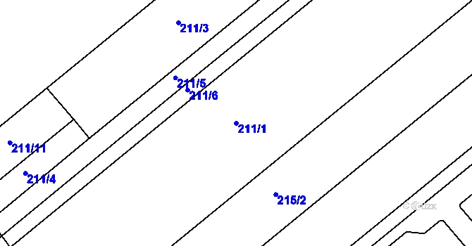 Parcela st. 211/1 v KÚ Jarohněvice, Katastrální mapa
