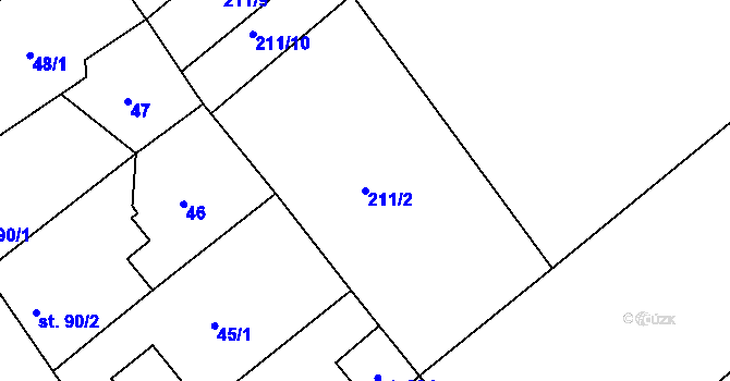 Parcela st. 211/2 v KÚ Jarohněvice, Katastrální mapa