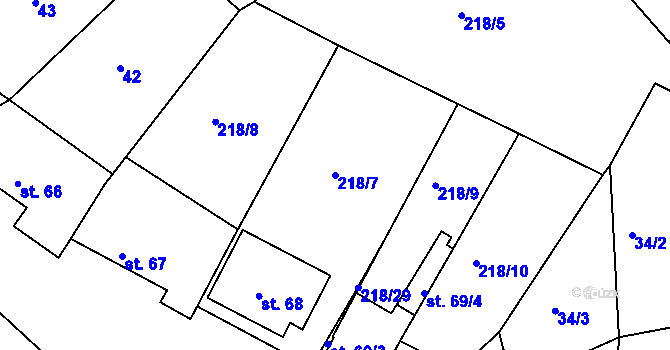 Parcela st. 218/7 v KÚ Jarohněvice, Katastrální mapa