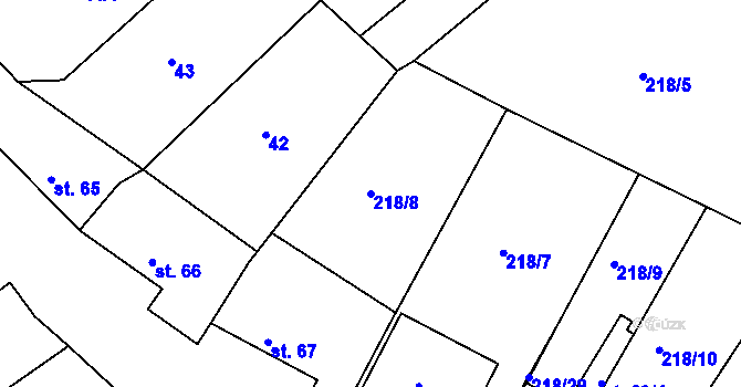 Parcela st. 218/8 v KÚ Jarohněvice, Katastrální mapa