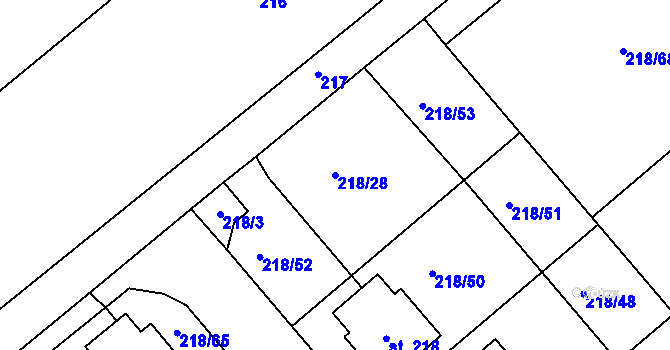 Parcela st. 218/28 v KÚ Jarohněvice, Katastrální mapa