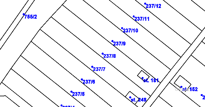 Parcela st. 237/8 v KÚ Jarohněvice, Katastrální mapa