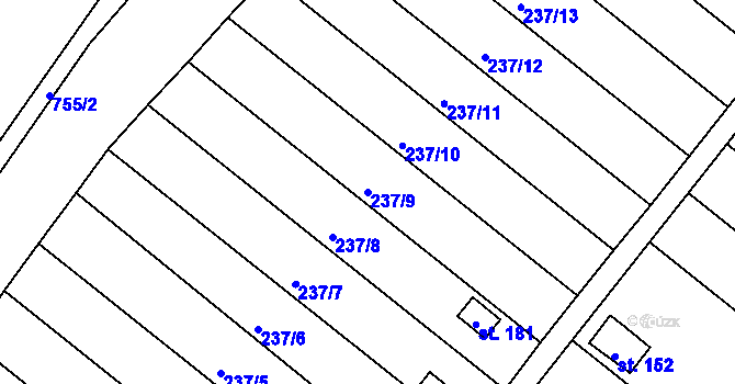 Parcela st. 237/9 v KÚ Jarohněvice, Katastrální mapa