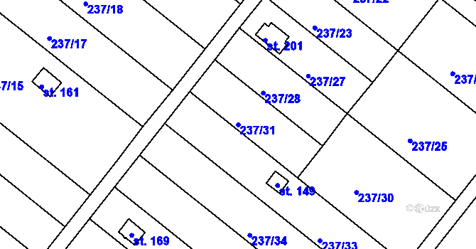 Parcela st. 237/31 v KÚ Jarohněvice, Katastrální mapa