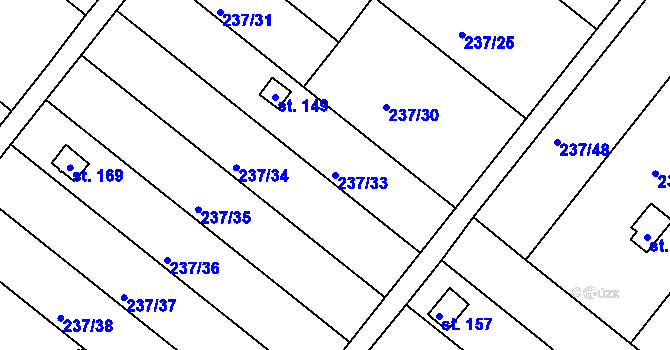 Parcela st. 237/33 v KÚ Jarohněvice, Katastrální mapa
