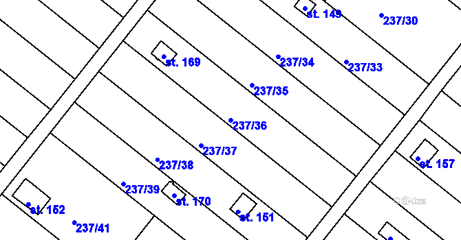 Parcela st. 237/36 v KÚ Jarohněvice, Katastrální mapa