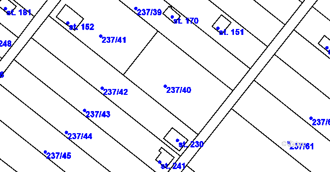 Parcela st. 237/40 v KÚ Jarohněvice, Katastrální mapa