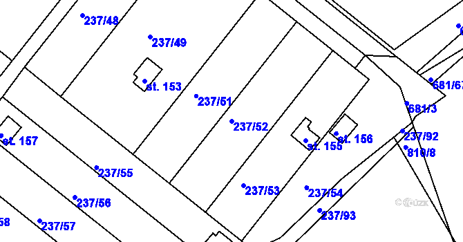 Parcela st. 237/52 v KÚ Jarohněvice, Katastrální mapa