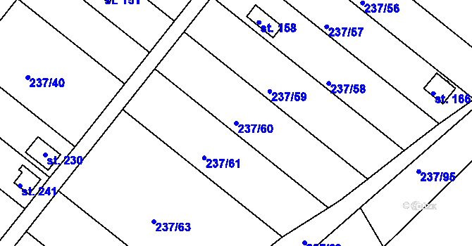 Parcela st. 237/60 v KÚ Jarohněvice, Katastrální mapa