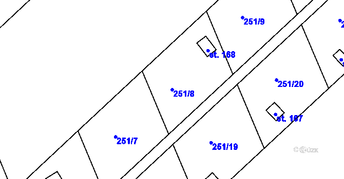 Parcela st. 251/8 v KÚ Jarohněvice, Katastrální mapa