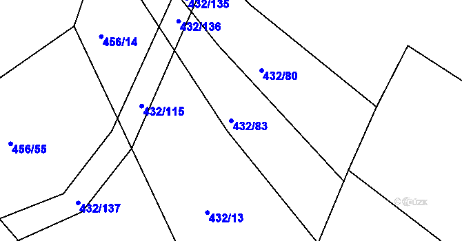 Parcela st. 432/83 v KÚ Jarohněvice, Katastrální mapa