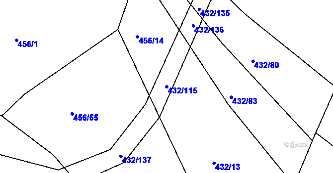 Parcela st. 432/115 v KÚ Jarohněvice, Katastrální mapa