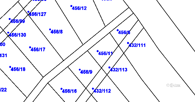 Parcela st. 456/11 v KÚ Jarohněvice, Katastrální mapa