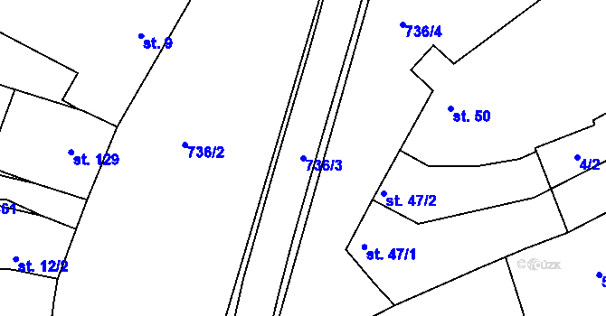 Parcela st. 736/3 v KÚ Jarohněvice, Katastrální mapa