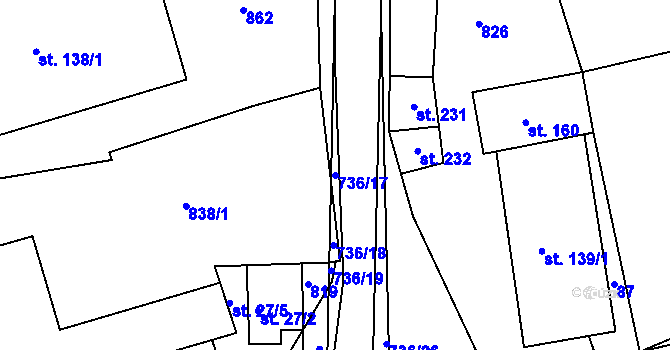 Parcela st. 736/17 v KÚ Jarohněvice, Katastrální mapa