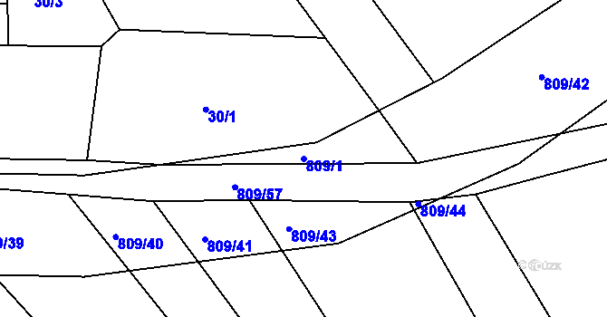 Parcela st. 809/1 v KÚ Jarohněvice, Katastrální mapa