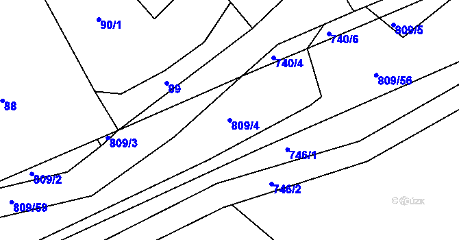 Parcela st. 809/4 v KÚ Jarohněvice, Katastrální mapa