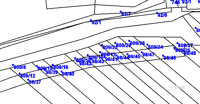 Parcela st. 809/17 v KÚ Jarohněvice, Katastrální mapa