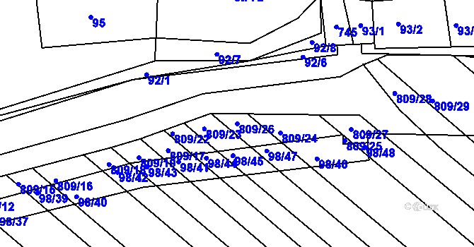 Parcela st. 809/26 v KÚ Jarohněvice, Katastrální mapa
