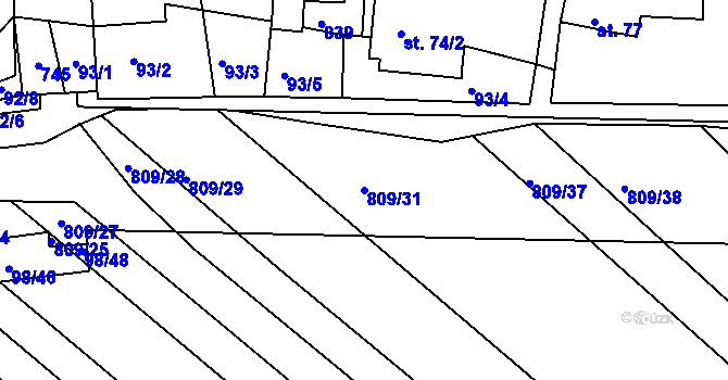 Parcela st. 809/31 v KÚ Jarohněvice, Katastrální mapa