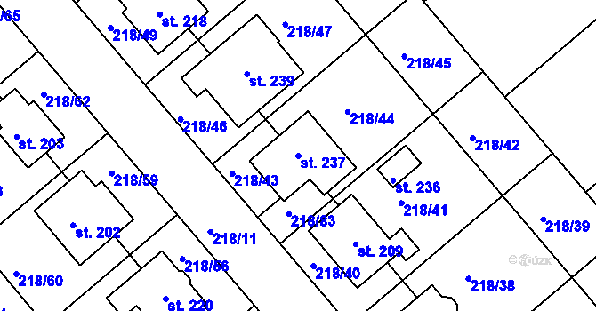 Parcela st. 237 v KÚ Jarohněvice, Katastrální mapa