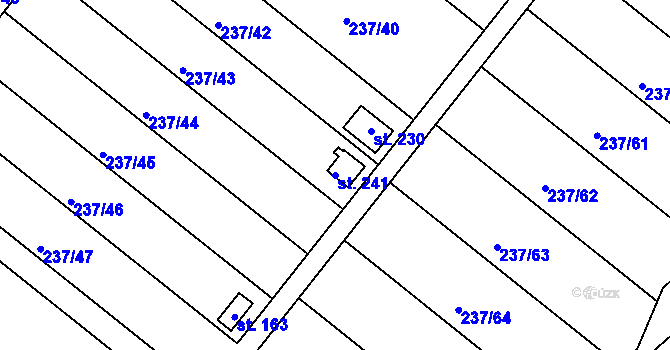 Parcela st. 241 v KÚ Jarohněvice, Katastrální mapa