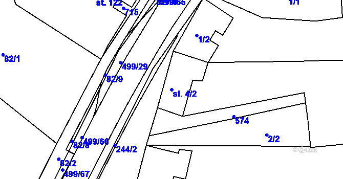 Parcela st. 4/2 v KÚ Šelešovice, Katastrální mapa
