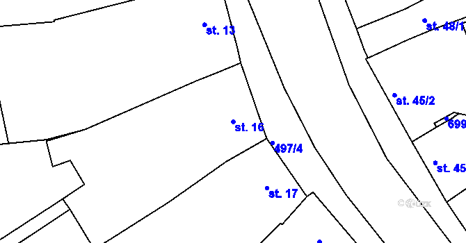 Parcela st. 16 v KÚ Šelešovice, Katastrální mapa
