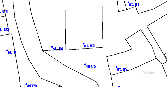 Parcela st. 53 v KÚ Šelešovice, Katastrální mapa