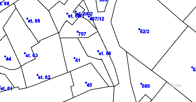 Parcela st. 58 v KÚ Šelešovice, Katastrální mapa