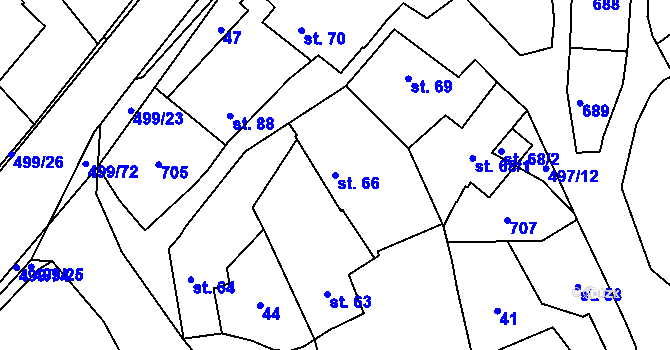 Parcela st. 66 v KÚ Šelešovice, Katastrální mapa