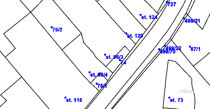 Parcela st. 96/3 v KÚ Šelešovice, Katastrální mapa