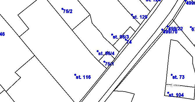 Parcela st. 96/4 v KÚ Šelešovice, Katastrální mapa