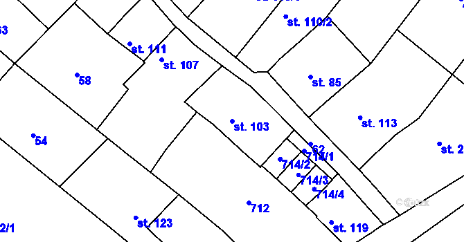 Parcela st. 103 v KÚ Šelešovice, Katastrální mapa
