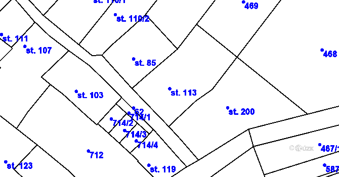 Parcela st. 113 v KÚ Šelešovice, Katastrální mapa