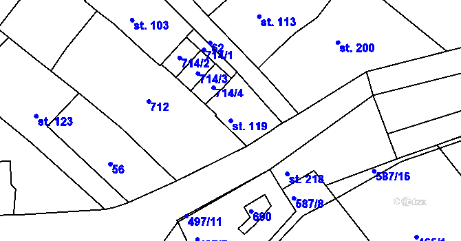 Parcela st. 119 v KÚ Šelešovice, Katastrální mapa