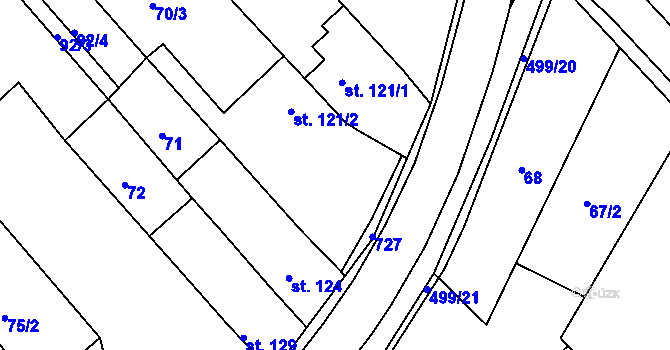 Parcela st. 121/2 v KÚ Šelešovice, Katastrální mapa