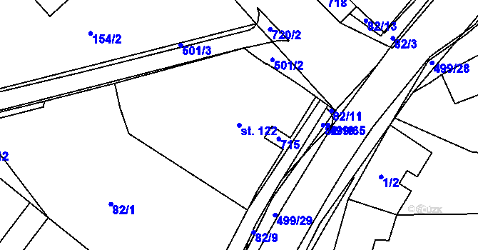 Parcela st. 122 v KÚ Šelešovice, Katastrální mapa