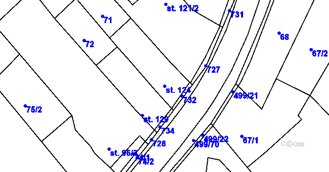 Parcela st. 124 v KÚ Šelešovice, Katastrální mapa