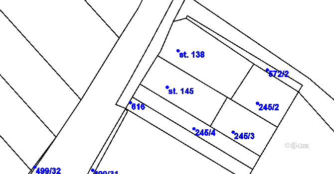 Parcela st. 145 v KÚ Šelešovice, Katastrální mapa
