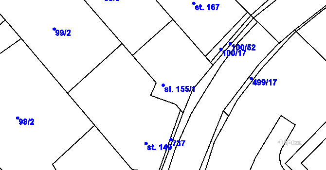 Parcela st. 155/1 v KÚ Šelešovice, Katastrální mapa