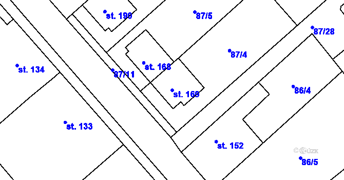 Parcela st. 169 v KÚ Šelešovice, Katastrální mapa