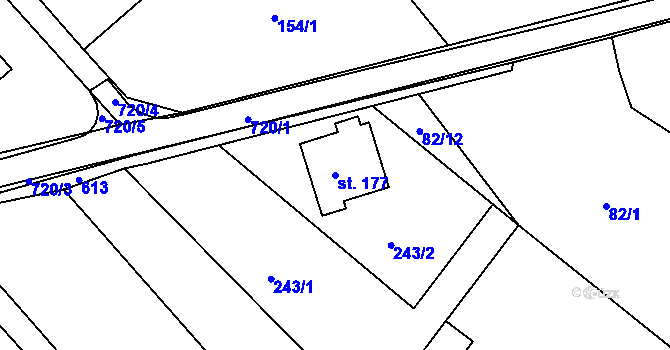 Parcela st. 177 v KÚ Šelešovice, Katastrální mapa