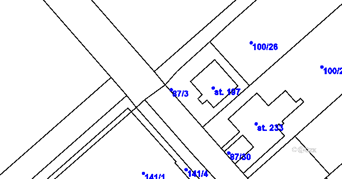 Parcela st. 87/3 v KÚ Šelešovice, Katastrální mapa