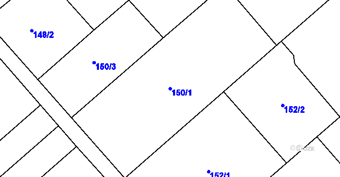 Parcela st. 150/1 v KÚ Šelešovice, Katastrální mapa