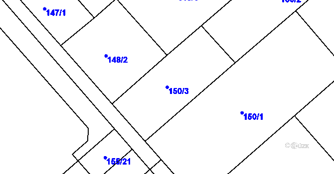 Parcela st. 150/3 v KÚ Šelešovice, Katastrální mapa