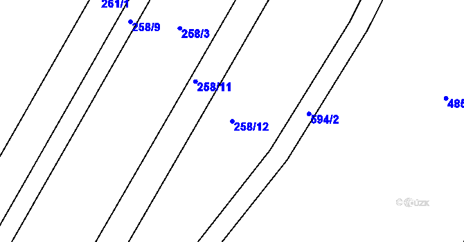 Parcela st. 258/12 v KÚ Šelešovice, Katastrální mapa