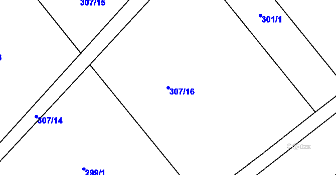 Parcela st. 307/16 v KÚ Šelešovice, Katastrální mapa