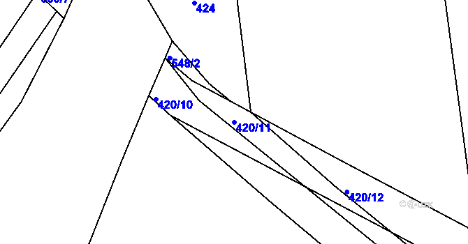 Parcela st. 420/11 v KÚ Šelešovice, Katastrální mapa